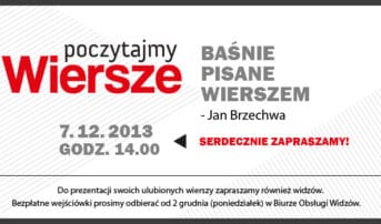 Kolejne spotkanie z cyklu POCZYTAJMY WIERSZE – wierszowane baśnie Jana Brzechwy (07.12. o godz. 14.00).