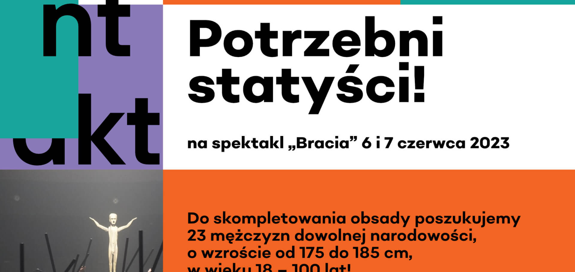 Poszukujemy statystów do spektaklu „Bracia”!